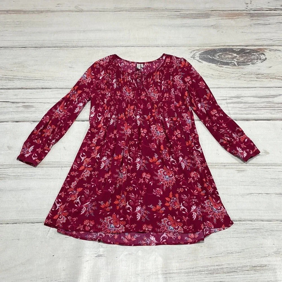 Sahalie Dress Long Sleeve Midi Red Floral Size Medium M - Picture 11 of 16